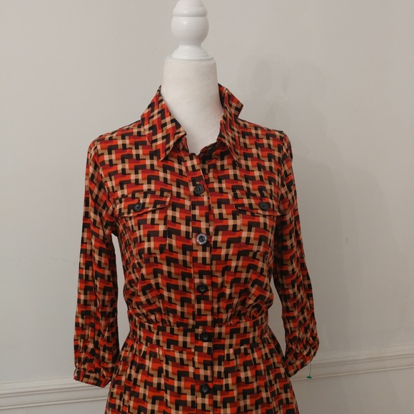 Boutique Forever 21 Patterned Shirt Dress S/P NWOT - Picture 3 of 5
